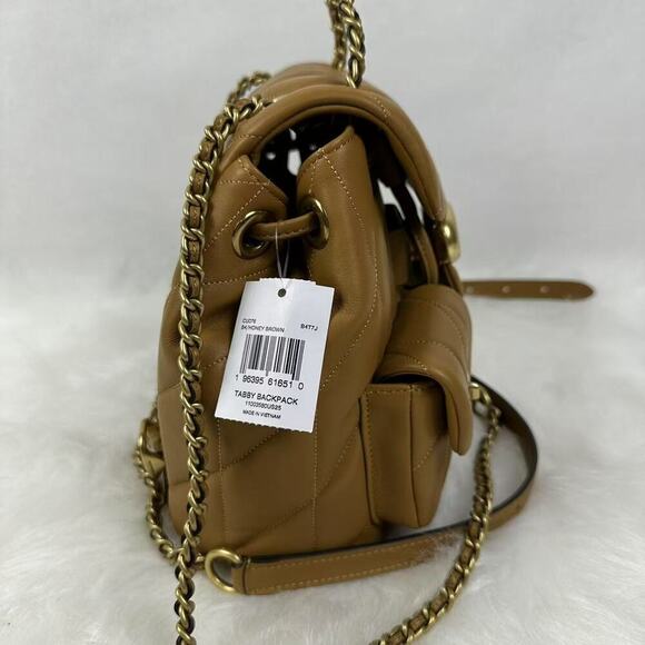 Coach Tabby Backpack W/ Pillow Quilting Crossbody Leather/Honey Brown CU076 NWT - Picture 10 of 13